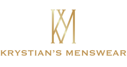 The Krystian's Menswear lustrous gold logo reflect the luxury, warmth and trust toward the brand. The emblem contains the letters 