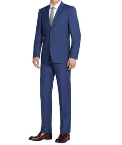 Men's Electric Blue Single Breasted, Notch Lapel Slim Fit Suit