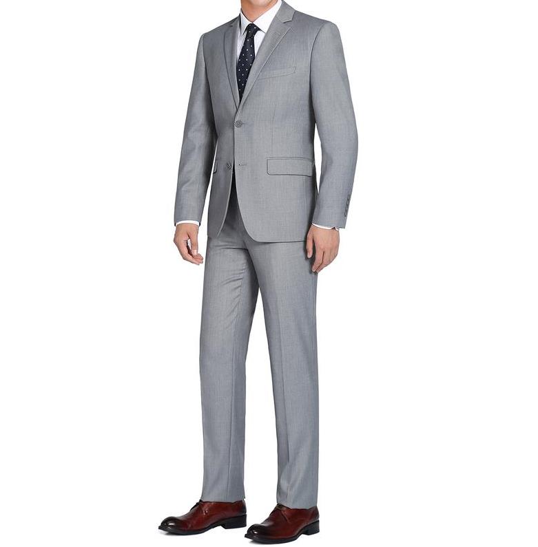 Light Grey Single Breasted, Notch Lapel Slim Fit Suit