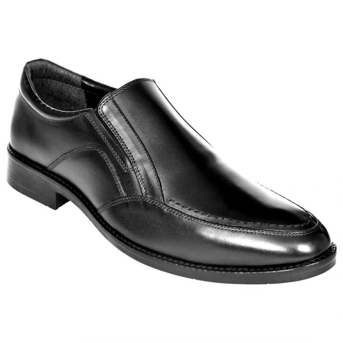 New York Black Vamp Stitched Dress Leather Slip-on Shoes