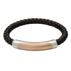 Brown Leather & Rose Gold Integrated Bracelet