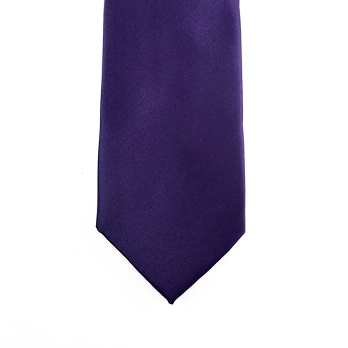 Purple Solid Satin 100% Microfiber Necktie.  Matching Pocket sold separately.