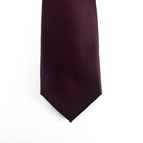 Wine Solid Satin 100% Microfiber Necktie.  Matching Pocket sold separately.
