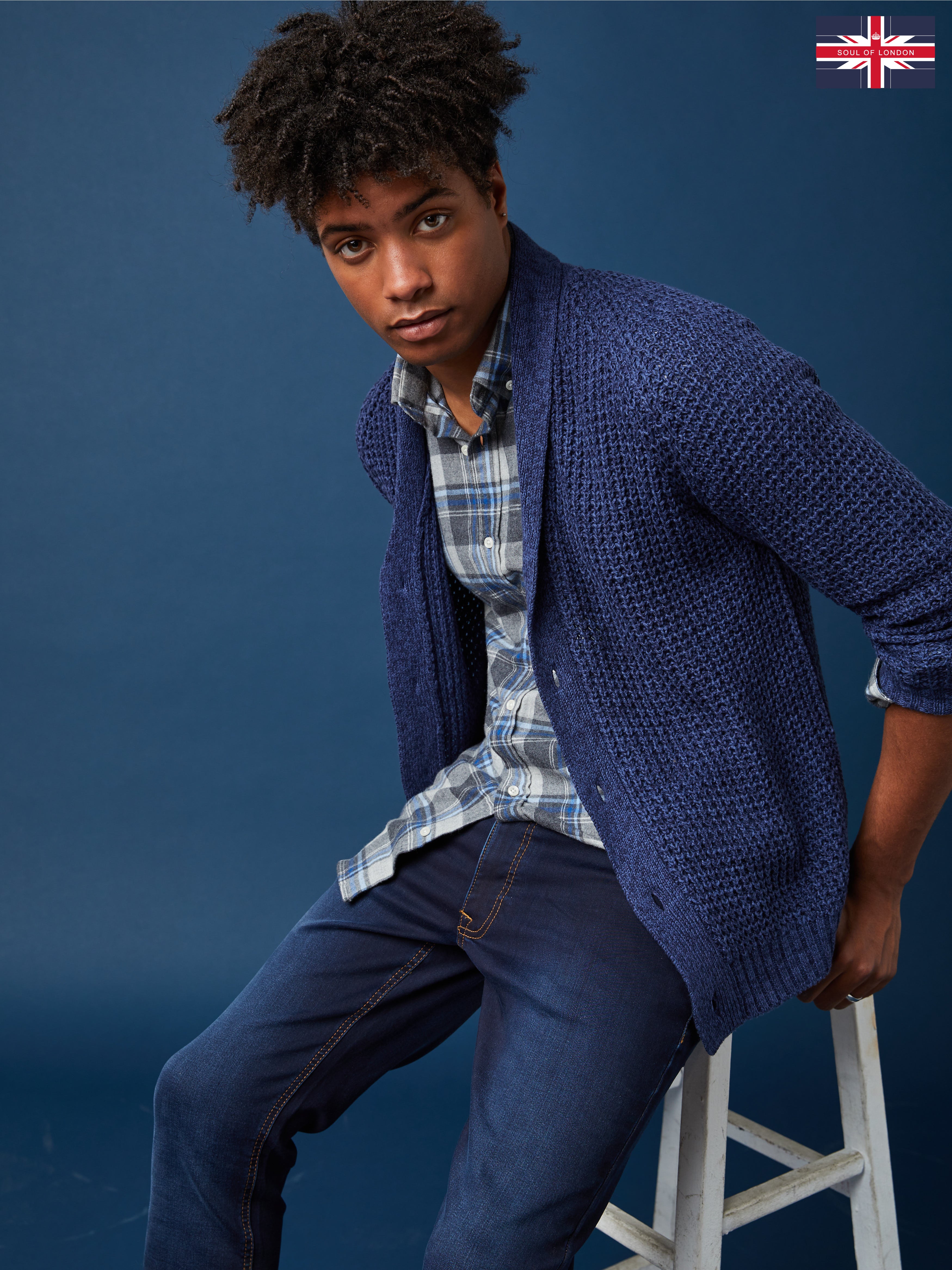 Shawl Collar, Buttoned Front Cardigan