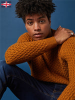 Load image into Gallery viewer, Modern and sophisticated, this soft 100% Organic Cotton crew neck sweater has a textured knit pattern to add some interest to this cold weather wardrobe staple.  Available in Black, Light Grey and Mustard 

