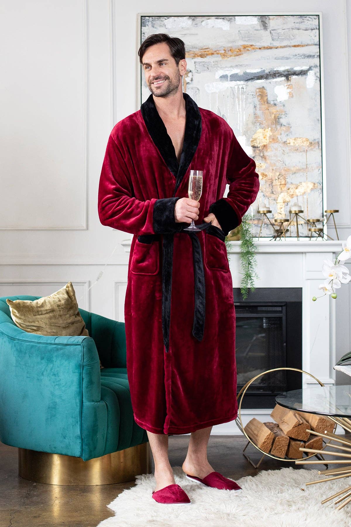 Men's Shawl Collar Fleece Robe