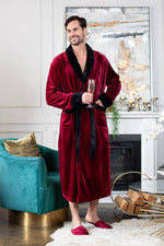 Load image into Gallery viewer, Men&#39;s Shawl Collar Fleece Robe
