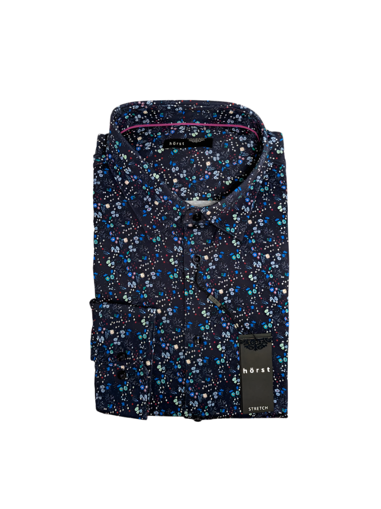 Blue Multi Floral Long Sleeve Dress Shirt