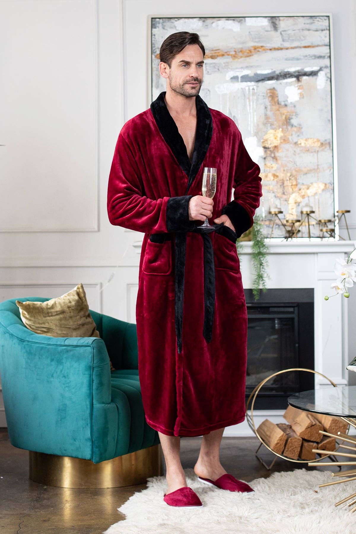 Men's Shawl Collar Fleece Robe