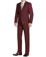 Load image into Gallery viewer, Burgundy single  breast 2-piece alim fit suit with white shirt and tie 
