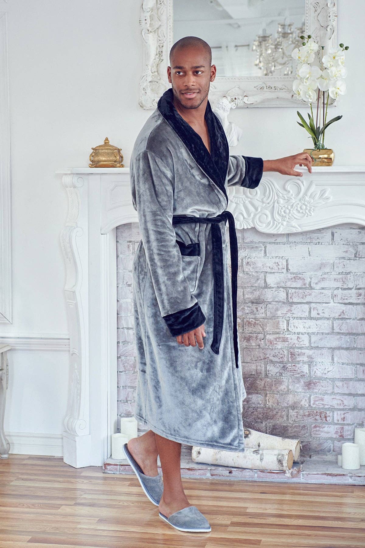 Men's Shawl Collar Fleece Robe