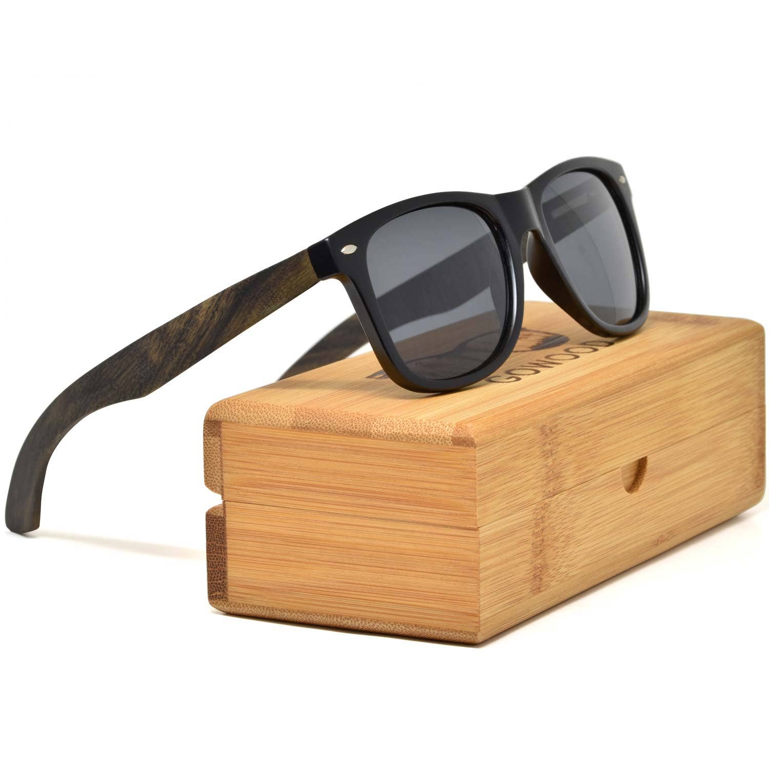 Ebony Wood Sunglasses with Black Polarized Lenses