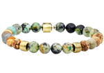 Load image into Gallery viewer, Modern &amp; Vibrant - African Turquoise &amp; Jasper Gold Stainless Steel Bead Bracelet
