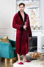 Load image into Gallery viewer, Men&#39;s Shawl Collar Fleece Robe
