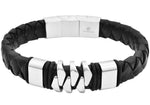 Charger l&#39;image dans la galerie, Men&#39;s Genuine Black Leather Stainless Steel Bracelet
