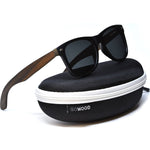 Load image into Gallery viewer, Ebony Wood Sunglasses Inside a Zipper Case
