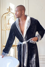 Load image into Gallery viewer, Men&#39;s Shawl Collar Fleece Robe
