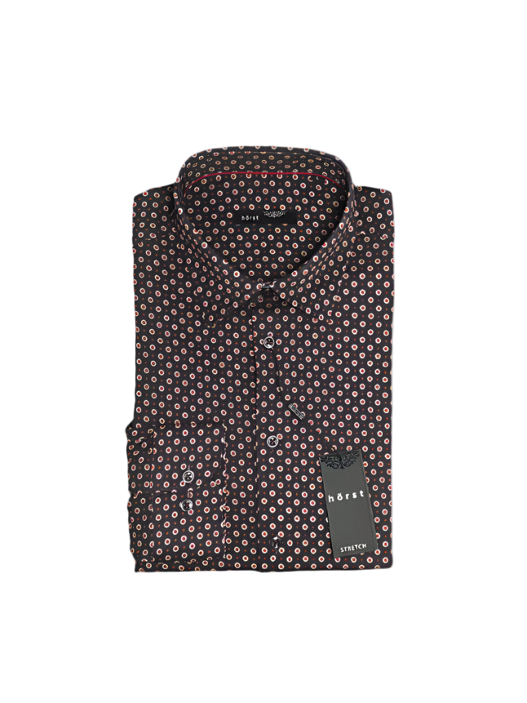Burgundy Geo Print Long Sleeve Dress Shirt
