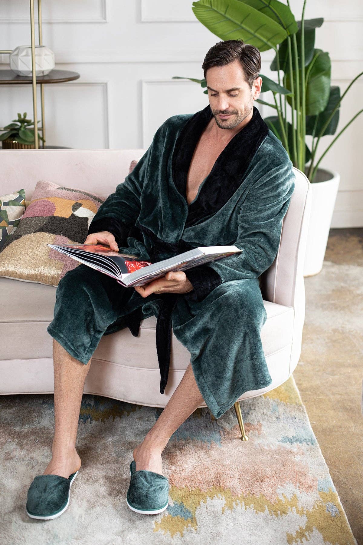 Men's Shawl Collar Fleece Robe