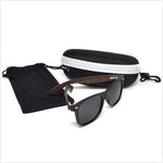 Load image into Gallery viewer, Ebony Wood Sunglasses Inside a Zipper Case
