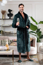 Load image into Gallery viewer, Men&#39;s Shawl Collar Fleece Robe
