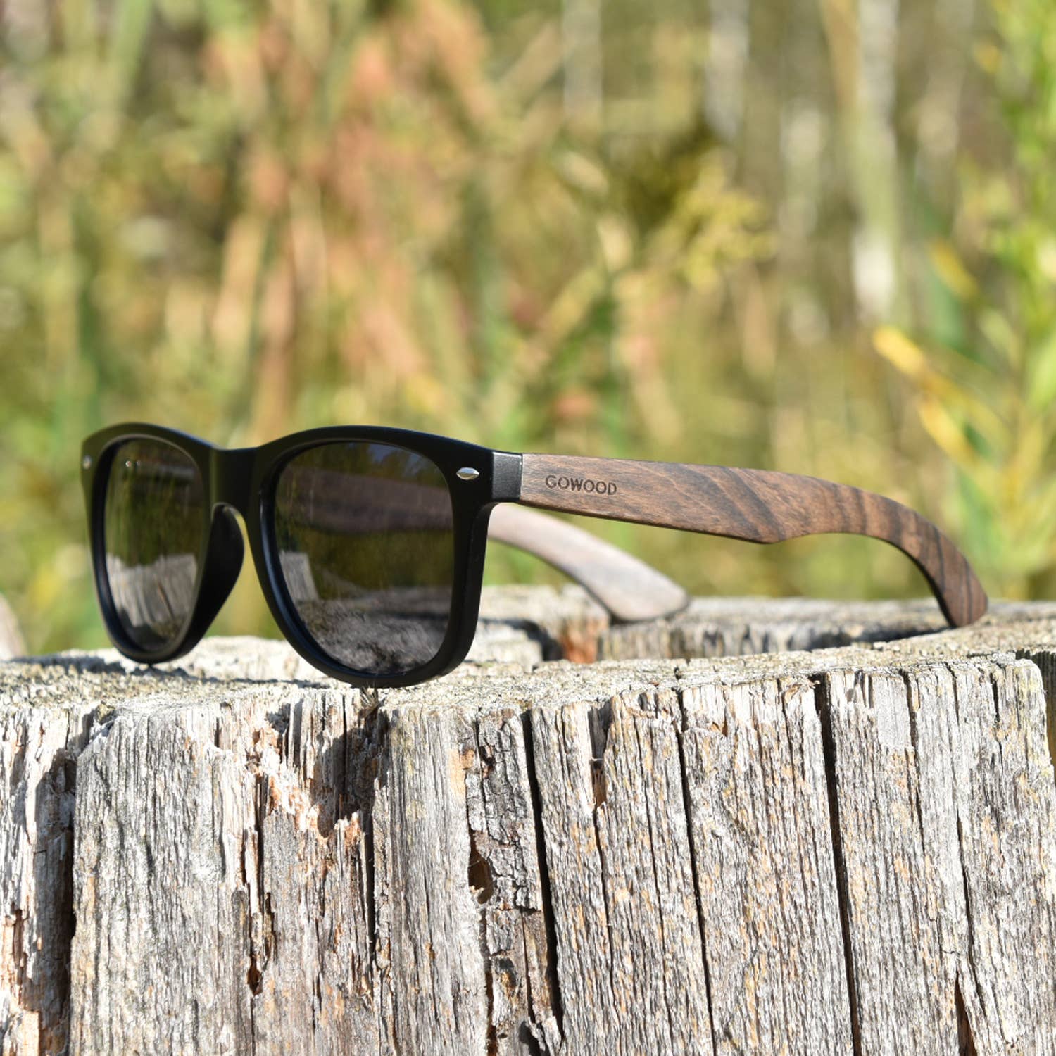 Ebony Wood Sunglasses with Black Polarized Lenses