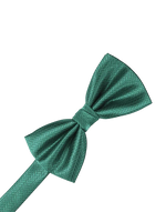 Load image into Gallery viewer, A teal green bow tie with a fine herringbone pattern, shown against a solid white background.
