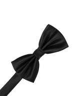 Load image into Gallery viewer, A pre-tied black bow tie with a subtle herringbone pattern, shown against a solid white background.
