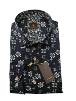 Charger l'image dans la galerie, Black Floral Print Regular Fit Long Sleeve Dress Shirt
