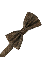 Load image into Gallery viewer, A pre-tied bow tie in an Espresso  herringbone pattern, shown against a plain white background.
