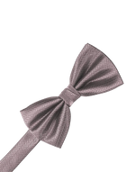 Load image into Gallery viewer, A pre-tied bow tie with a fine herringbone pattern in muted frosty pink/mauve, shown against a solid white background.
