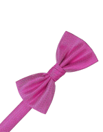 Load image into Gallery viewer, A bright fushcia pre-tied bow tie with a fine chevron pattern, shown on a plain white background.
