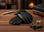 Charger l'image dans la galerie, Insulated Black Genuine Leather Gloves
