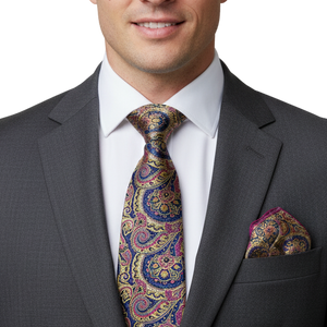 Gold Paisley Silk Tie & Pocket Square Set