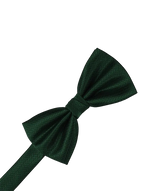Load image into Gallery viewer, A dark hunter green pre-tied bow tie with a subtle herringbone pattern, shown against a solid white background.
