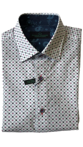 White Print Semi-Fitted Short Sleeve Shirt