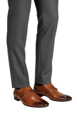 Load image into Gallery viewer, Brown Monk Strap dress shoes with gold buckles 
