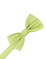 Load image into Gallery viewer, A light green pre-tied bow tie with a subtle herringbone pattern, shown on a plain white background.
