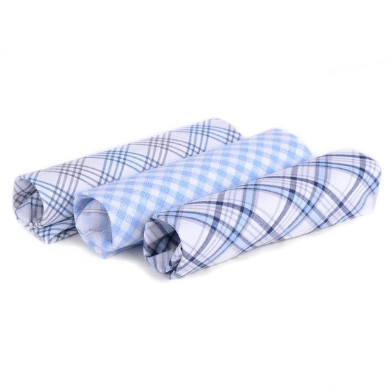 Men's Cotton Blue Plaid Handkerchiefs