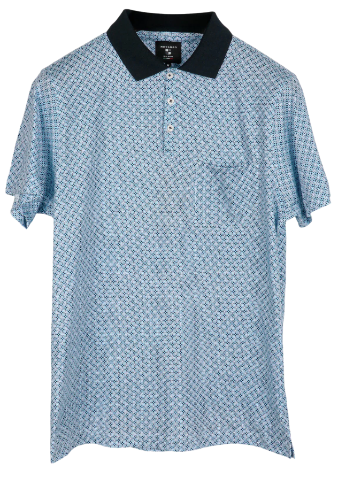 Blue Cotton/Spandex Regular Fit Polo Shirt