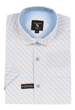 Load image into Gallery viewer, Orange Print Short Sleeve Regular Fit Cotton/Spandex Sport Shirt
