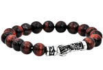 Load image into Gallery viewer, Captivating the depth of Red Tiger Eye—a stone prized for its shimmering bands of crimson and oxblood, precision-crafted stainless steel accents, and claw clasp closure,  this bracelet offers a heavy, high-quality feel on the wrist. Perfectly sized at 8.5 inches
