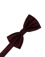 Load image into Gallery viewer, A pre-tied bow tie in a deep merlot color with a subtle herringbone pattern, shown against a solid white background.
