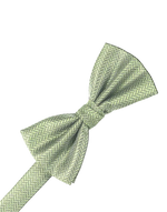 Load image into Gallery viewer, A mint pre-tied bow tie with a fine herringbone pattern, shown on a plain white background.

