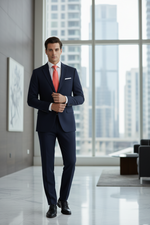 Charger l'image dans la galerie, Modern Navy Stretch Single Breasted, Notch Lapel 2 Piece Slim Fit Suit
