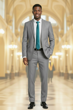 Load image into Gallery viewer, Silver Grey Stretch Slim Fit Suit

