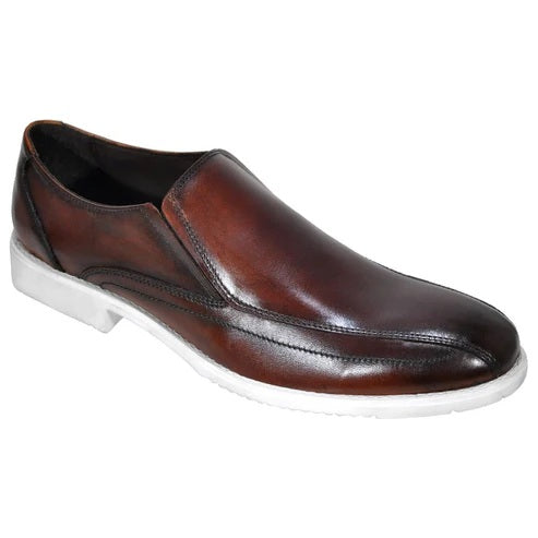 Lifestyle Dark Tan Leather Slip-On Shoes