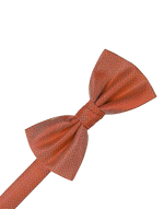 Load image into Gallery viewer, A pre-tied bow tie with a rust-orange herringbone pattern, shown against a solid white background.

