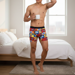 Charger l'image dans la galerie, Man wearing Colorful comic style boxer briefs with Popart graphics 

