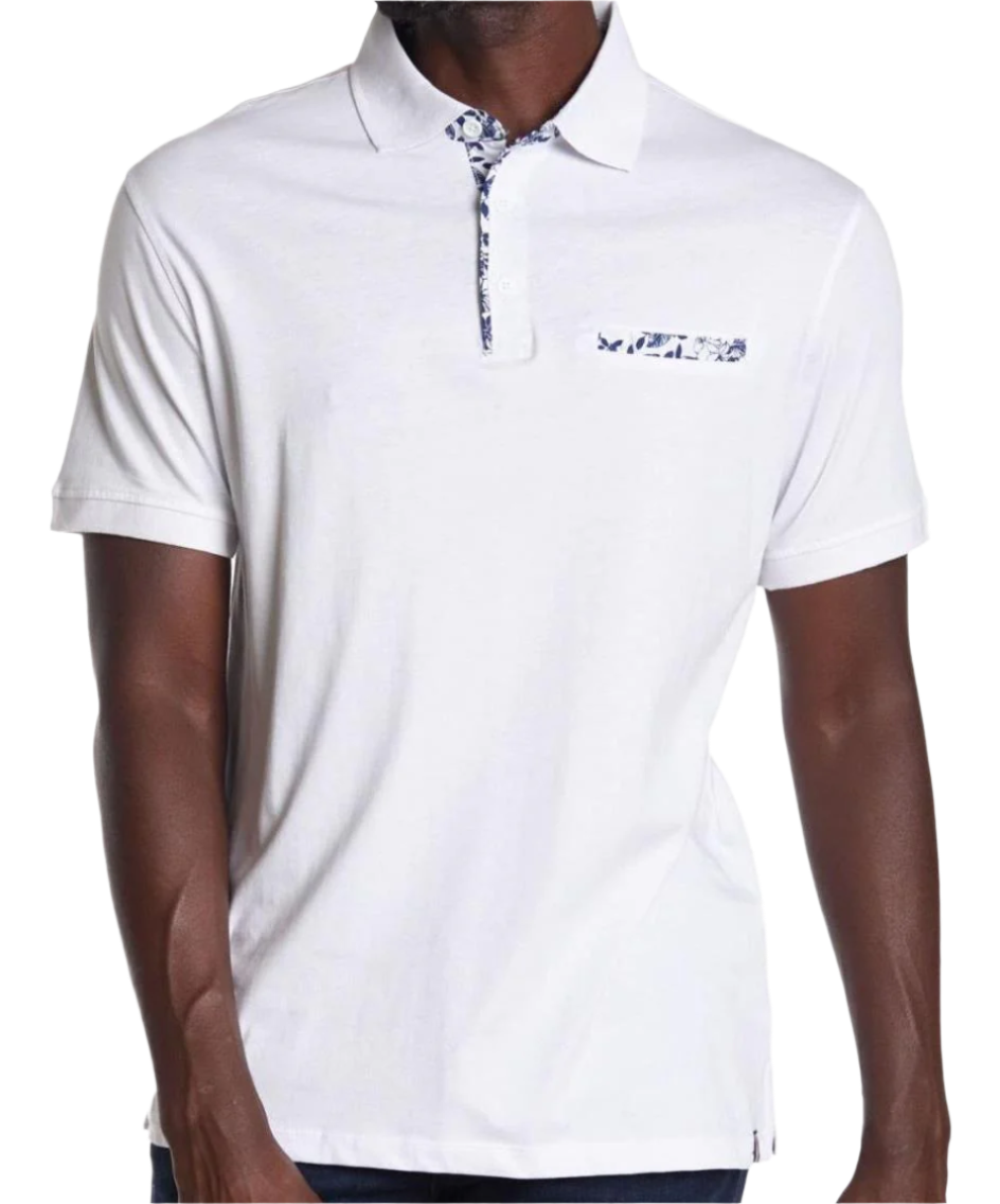 White Cotton Polo Shirt False Pocket